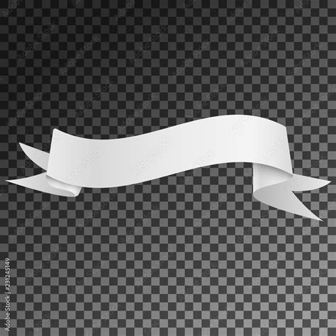 Realistic Shiny White Ribbon banner isolated on transparent background ...