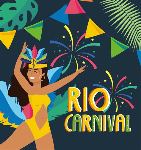 Rio carnival poster with female dancer in costume with banner 672206 ...