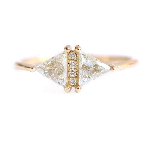 Vintage Diamond Triangle Ring - Delicate geometric engagement ring ...