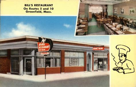 Bill's Restaurant Greenfield, MA Postcard