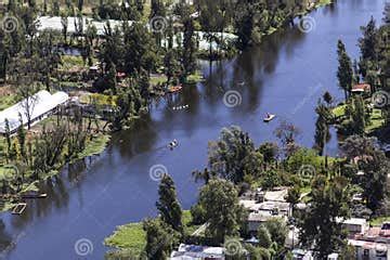 Aerial View of Mexican Xochimilco Channel Stock Image - Image of ...