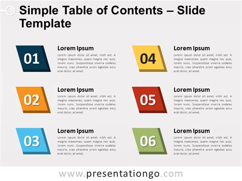 Table Of Contents Template For Ppt