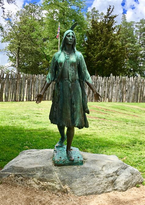 A statue of Pocahontas stands proud in Historic Jamestowne in Virginia ...