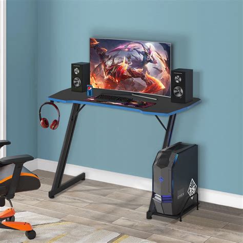 CL.HPAHKL 40In Z-shape Gaming Desk with Headphone Hook for Office and ...