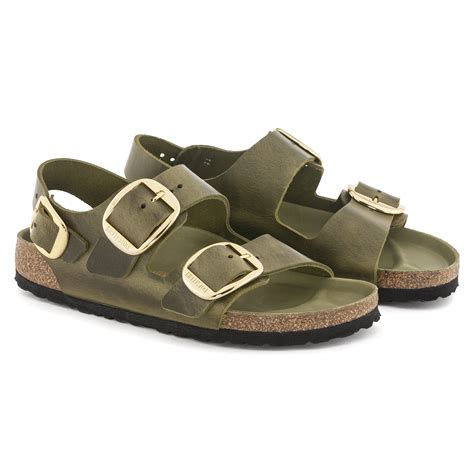 Milano Big Buckle Oiled Leather Olive Green | BIRKENSTOCK