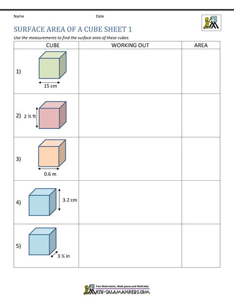 Surface Area Of A Cube Questions