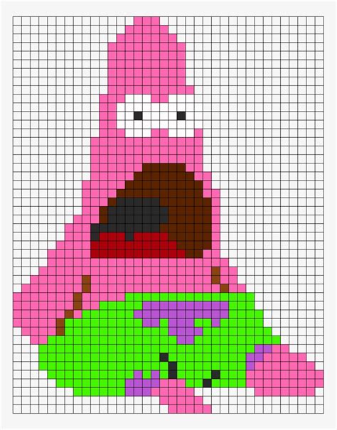 Face Melted Patrick - Patrick Pixel Art Grid - Free Transparent PNG ...