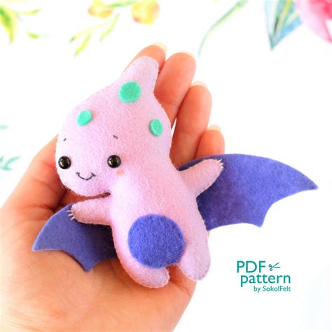 Felt Pterodactyl Dinosaur Toy Sewing Pdf Pattern, Cute Dinosaur Sewing ...