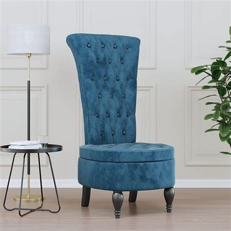 Harvey Velvet High Back Chair In Blue With Button Design | Furniture in ...