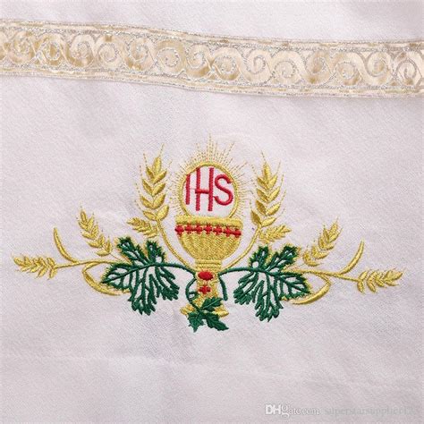 Religion Robe White Alb Catholic Church IHS Chalice Embroidery ALTAR ...