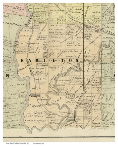 Hamilton, Ohio 1883 Old Town Map Custom Print - Franklin Co. - OLD MAPS