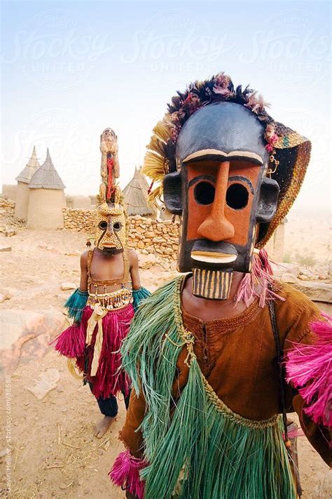 Africa, West Africa, Mali, Dogon Country, Bandiagara escarpment, Masked ...