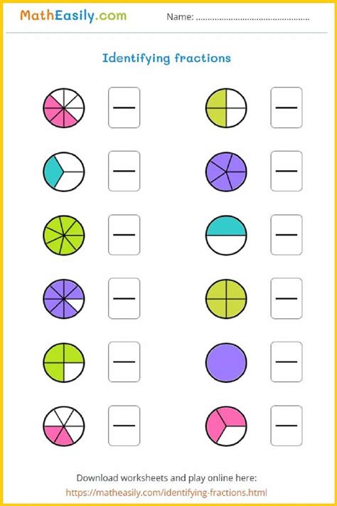 Identifying Fractions Games + Worksheets