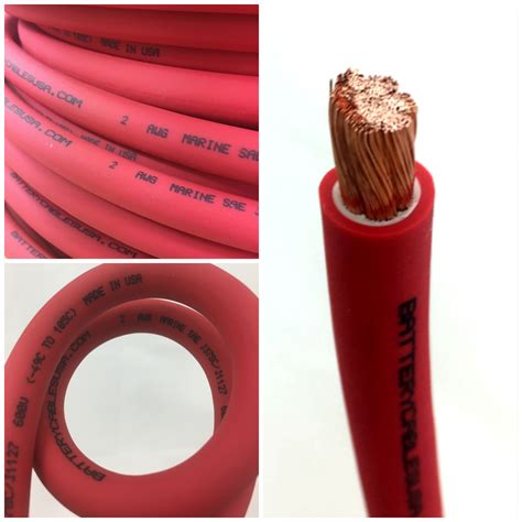 Battery Cable 2 AWG ( Size 2 Gauge ) Red - Copper Flexible Stranded ...