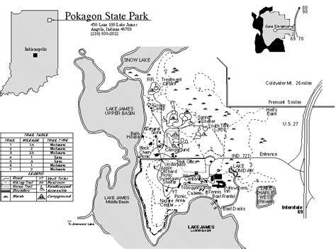 Maps of Pokagon State Park in Indiana