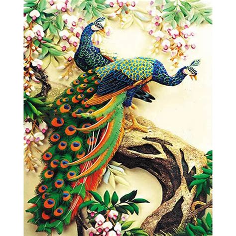 Beautiful peacock Oil painting DIY digital paint Number canvas art ...