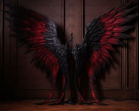 Gothic Angel Wings for Dark Angel Photoshoot, Red and Black Angel Wings ...