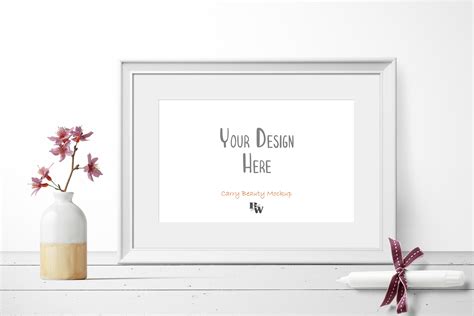 White Landscape Frame Mockup, Candle Graphic by CarryBeautySVG ...