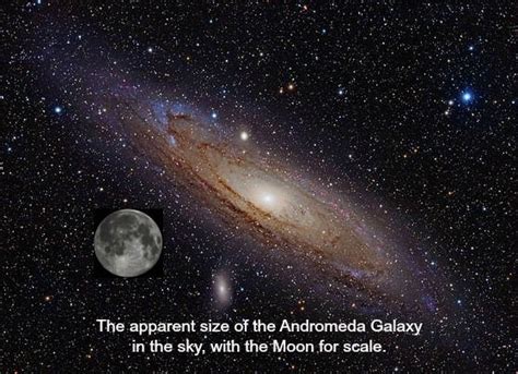 Size of the Andromeda Galaxy in the sky, with the Moon for scale ...