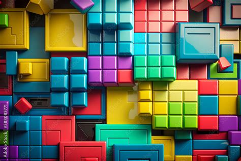 Colorful Geometric Tetris-like Shapes: A Playful Display of Abstract ...