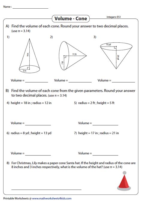 Volume of a Cone Worksheets | Word problems, Worksheets, Lesson