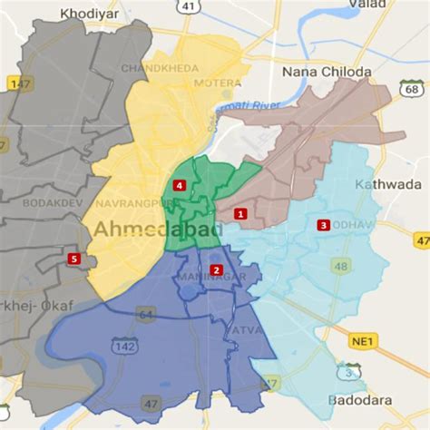 Ahmedabad city zone & ward map including randomly selected areas ...