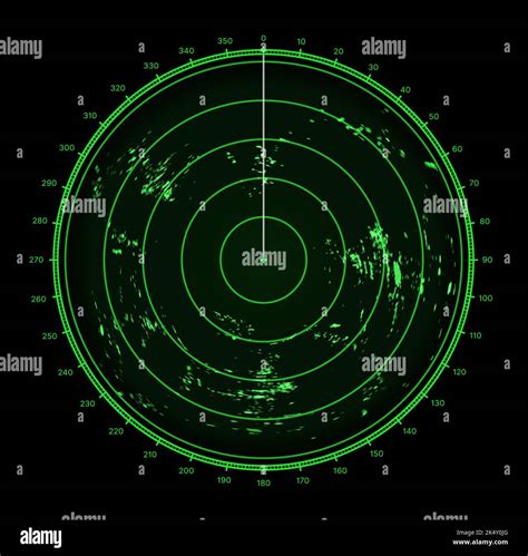 Ship radar or sonar screen, military target and aim scan circle, vector ...