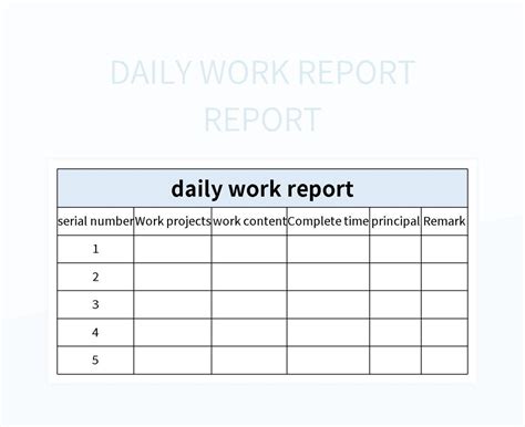 Daily Work Report Report Excel Template And Google Sheets File For Free ...