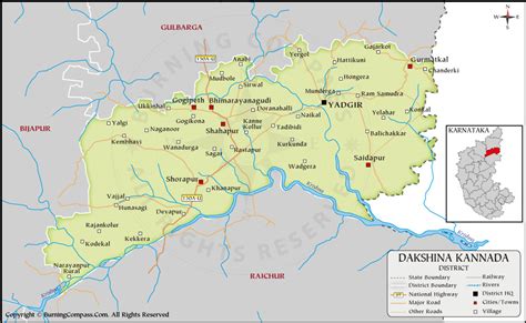 Yadgir District Map, Karnataka, India