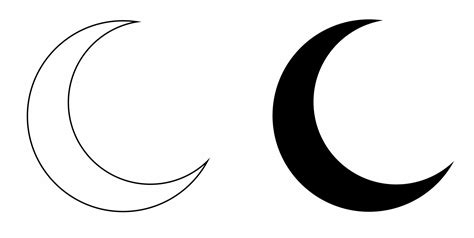 outline silhouette crescent moon icon set isolated on white background ...