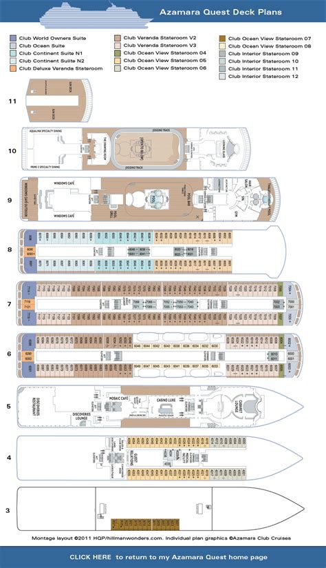 Azamara Quest cruise ship - Deck plans