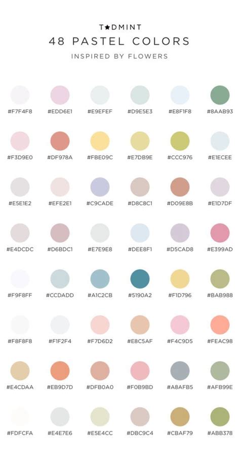 48 Pastel Colors Inspired by Flowers — TADMINT — Design Resource and ...