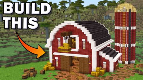 How to build a Minecraft Barn - Easy Red Barn House Tutorial - YouTube