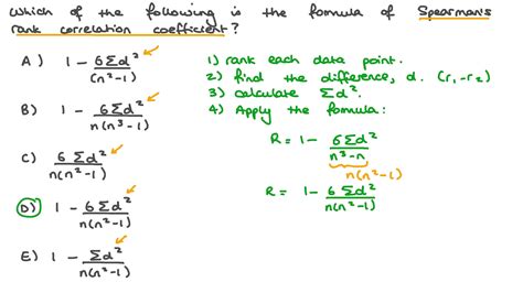 Question Video: Identifying the Correct Formula for Spearman’s Rank ...