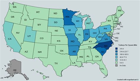 Turkeys Per Square Mile in the US (domesticated... - Maps on the Web