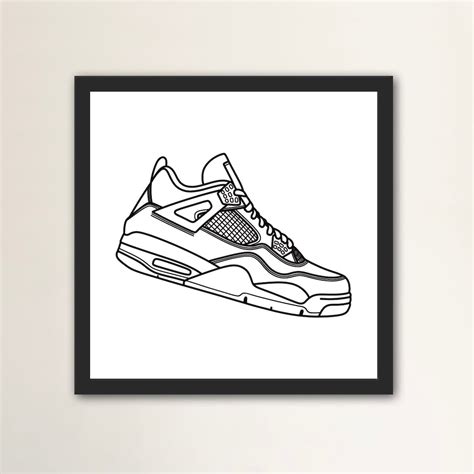 Jordan 4 Outline Sneaker Drawing Printable Wall Art Hypebeast Prints ...