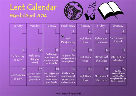 Lent Calendar For Kids