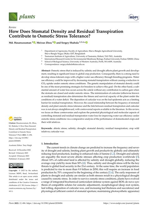 (PDF) How Does Stomatal Density and Residual Transpiration Contribute ...