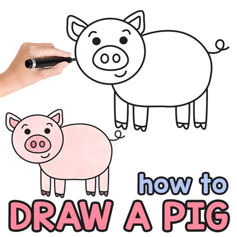 How to Draw a Pig – Step by Step Drawing Tutorial - Easy Peasy and Fun