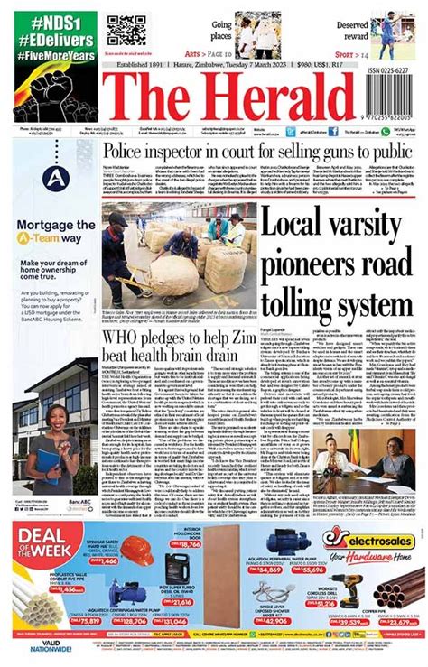 The Herald Zimbabwe on Twitter: "Check out today's front and back pages:"