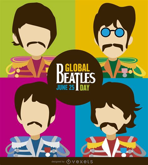 Beatles Day Cartoon Illustration Vector Download