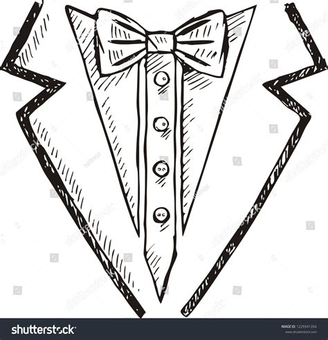 Doodle Tuxedo Bow Tie Vector Illustration Stock Vector (Royalty Free ...