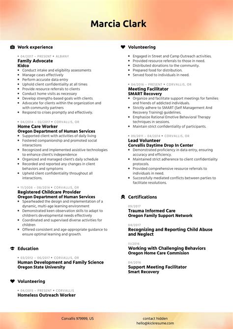 Family Advocate Resume Example | Kickresume