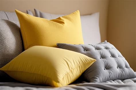 Premium AI Image | Illuminating yellow ultimate gray colored pillows on ...