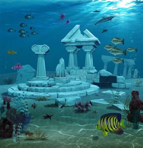 Atlantis Ruins Underwater stock photo. Image of swimming - 92519216 ...