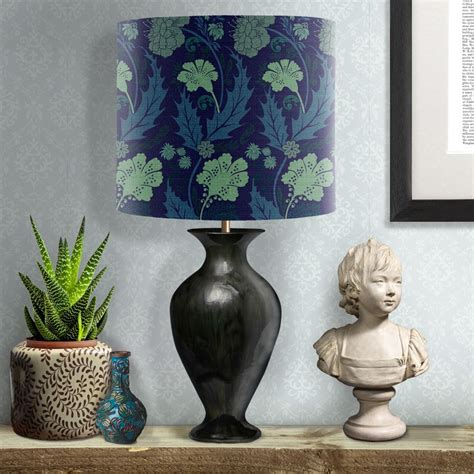 Navy Blue and Green Floral Lamp Shade English Country House - Etsy