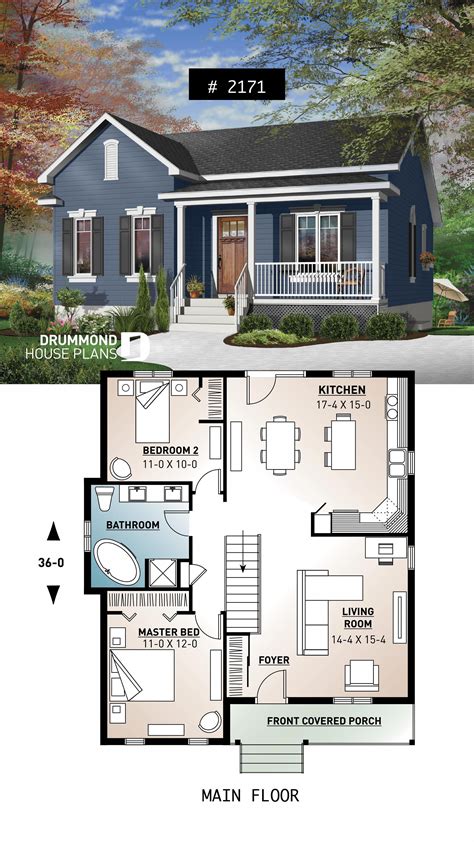 One-story economical home with open floor plan, kitchen with island # ...