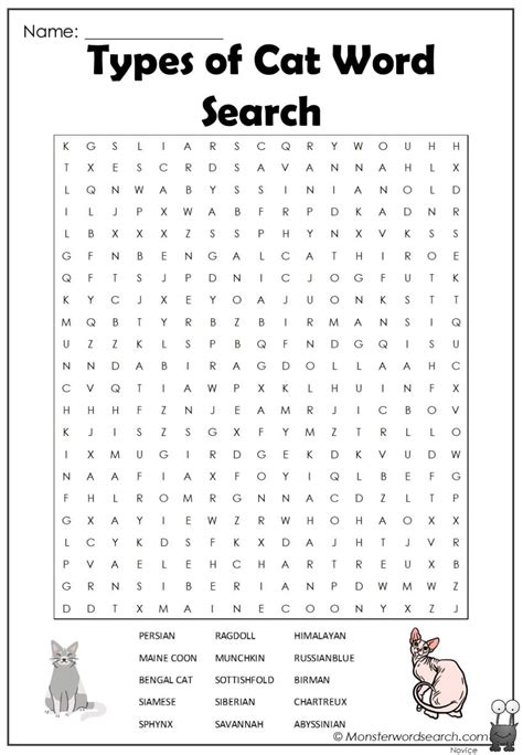 Types of Cat Word Search | Types of cats, Word cat, Free printable word ...