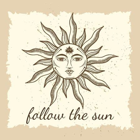 Beautiful Elegant Sun Face Symbol Tattoo Design.vector Illustration ...