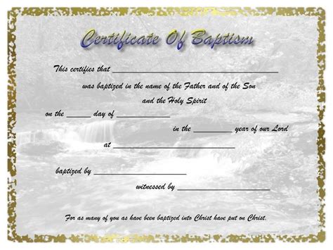 ️Free Sample Certificate Of Baptism form Template ️